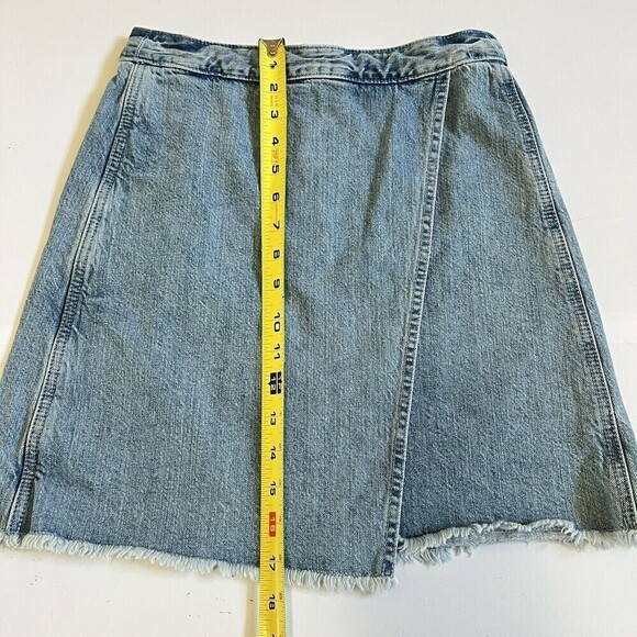 Ann‎ Taylor LOFT Denim Wrap Jeans Skirt Rae Hem Women’s Size 24/00 - Picture 10 of 11